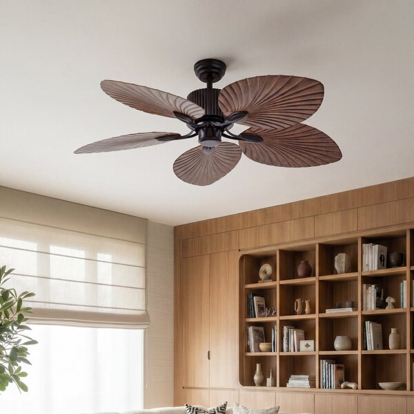 Ventilatore da soffitto Silvaris, effetto legno, DC, silenzioso, Ø 132 cm, Lucande, Silvaris, Legno, Soggiorno, Plastica, Scandinavo