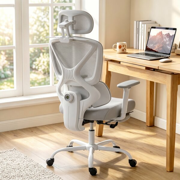 HOMCOM Sedia ufficio ergonomica con supporto lombare dinamico, Grigio | Aosom Italy