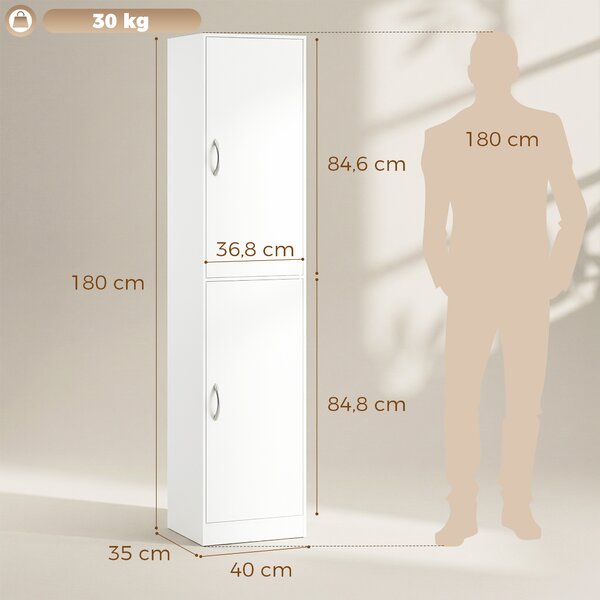 HOMCOM Libreria Alta 180 cm, moderna scaffalatura 5 ripiani regolabili per camera o studio. | Aosom Italy