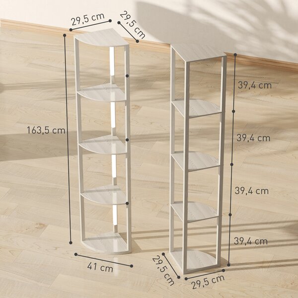 HOMCOM Lampada da Terra con 4 Ripiani, Luce LED Regolabile su 3 Livelli, 4 Ripiani, 41x29.5x163.5 cm, Rovere | Aosom Italy