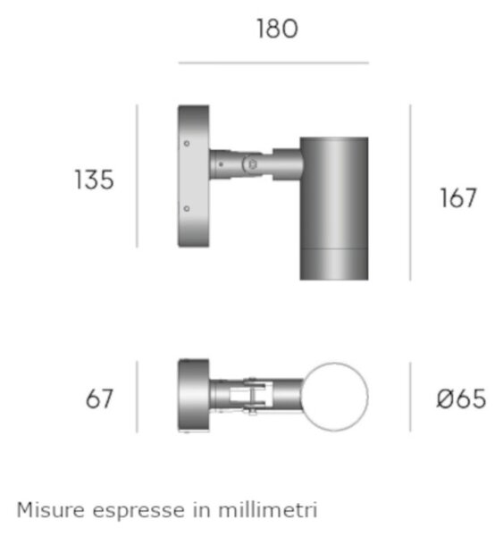 Applique moderno sovil lama 264 16 gu10 led ip54 orientabile alluminio vetro - Sovil Illuminazione