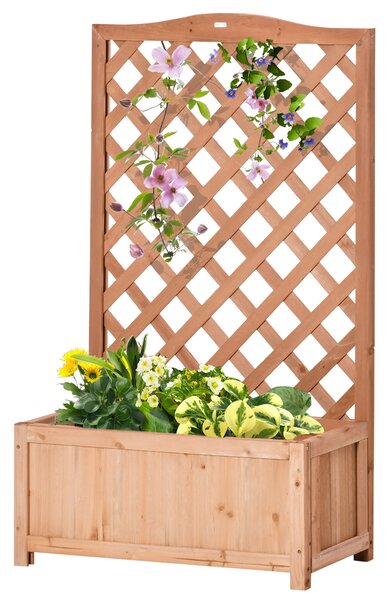 Outsunny Jardinière con Griglia - vaso per Fiori - dim. 70L x 28P x 117H cm - Fondo a Doghe - Legno Abete pre-olio
