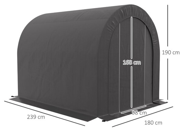 Outsunny Riparo da giardino tenda di stoccaggio esterno riparo per bici garage per bici telo in PE metallo 2,4 x 1,8 x 1,9 m grigio scuro | Aosom Italy