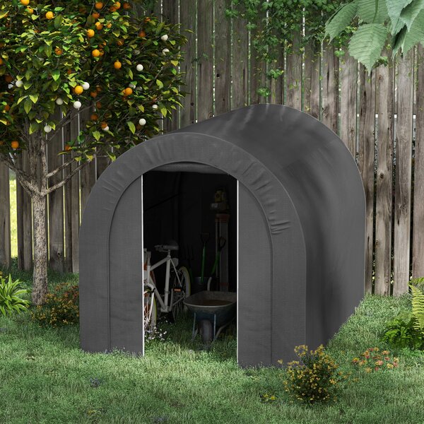 Outsunny Riparo da giardino tenda di stoccaggio esterno riparo per bici garage per bici telo in PE metallo 2,4 x 1,8 x 1,9 m grigio scuro | Aosom Italy