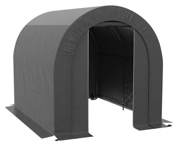 Outsunny Riparo da giardino tenda di stoccaggio esterno riparo per bici garage per bici telo in PE metallo 2,4 x 1,8 x 1,9 m grigio scuro | Aosom Italy