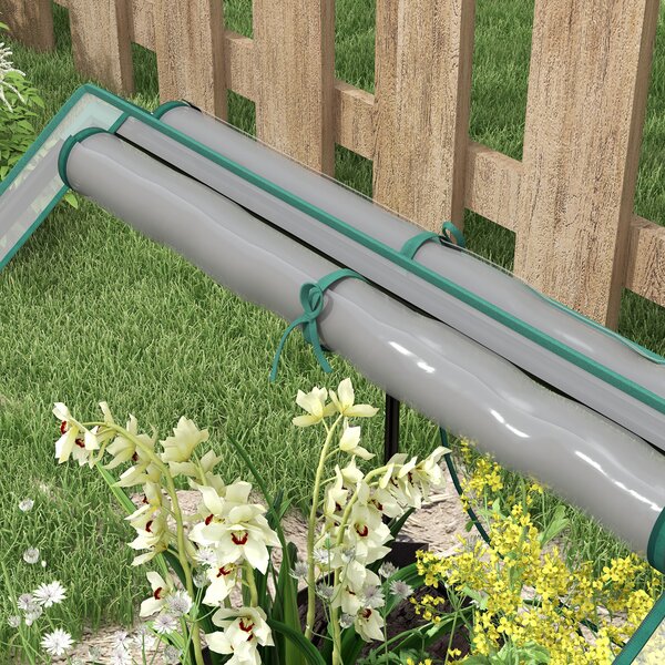 Outsunny Cassone da giardino con mini serra, fioriera rialzata in acciaio zincato, 70 x 70 x 90 cm, grigio scuro | Aosom Italy