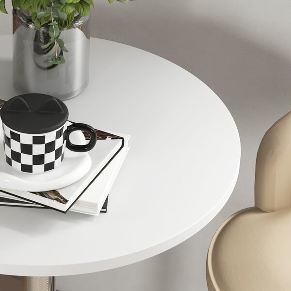 HOMCOM Tavolo da bar rotondo, regolabile in altezza 69-91 cm, con piano girevole a 360°, Bianco e argento | Aosom Italy