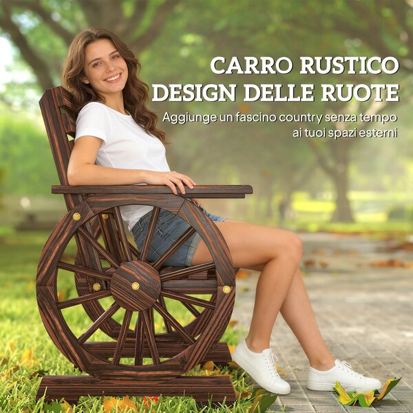 Outsunny Panca da Giardino Sedia da Esterno Legno Massello 1 Posto Carbonizzato | Aosom Italy