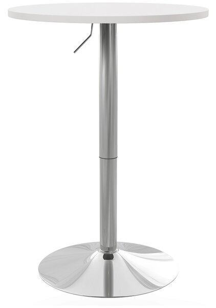 HOMCOM Tavolo da bar rotondo, regolabile in altezza 69-91 cm, con piano girevole a 360°, Bianco e argento | Aosom Italy