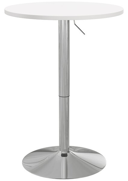 HOMCOM Tavolo da bar rotondo, regolabile in altezza 69-91 cm, con piano girevole a 360°, Bianco e argento | Aosom Italy