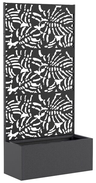 Outsunny Fioriera con traliccio, vaso da fiori, con schermo per la privacy, per piante rampicanti, metallo, 90 x 37,5 x 180 cm, nero | Aosom Italy