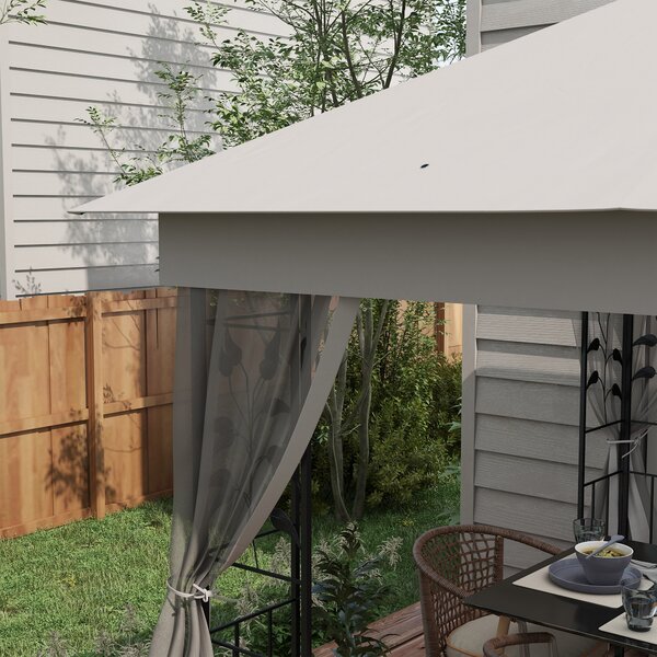 Outsunny Gazebo a doppio tetto, 3x3 m idrorepellente, stabile, resistente all'inverno, gazebo da giardino con zanzariera Grigio chiaro | Aosom Italy