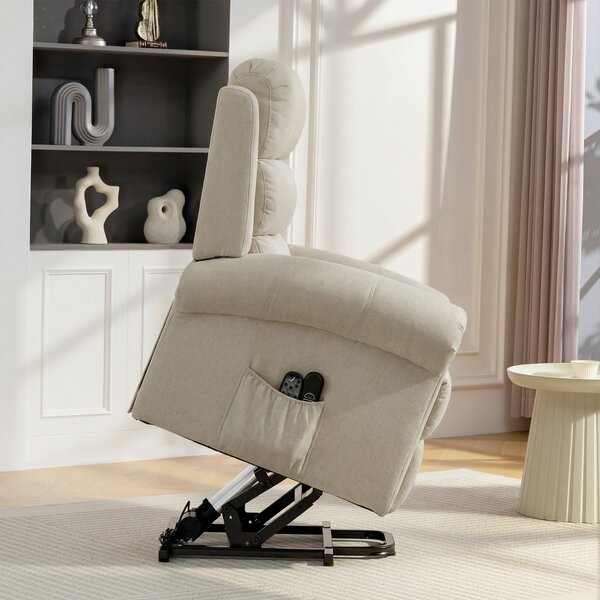 HOMCOM Poltrona alzapersona elettrica, poltrona relax elettrica con funzione massaggio e riscaldamento, 87 x 87,5 x 108 cm, beige | Aosom Italy