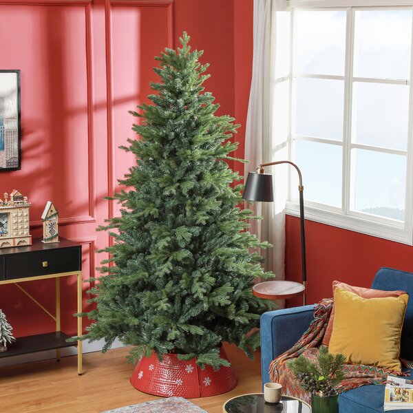 Albero di Natale 210 cm 2445 Rami Design a Carniera con Base in Metallo Verde