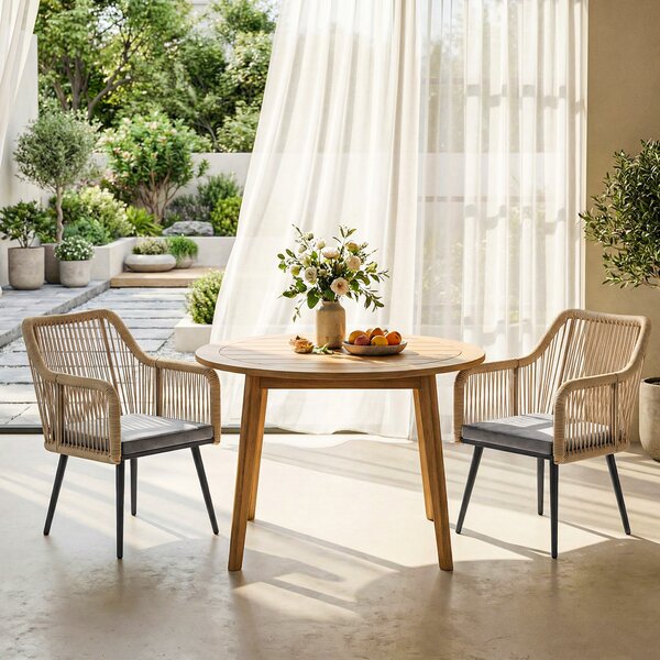 Outsunny Set di 2 Sedie da Giardino in Rattan con Cuscini Braccioli e Telaio in Acciaio per Terrazza 54x65x80 cm Grigio | Aosom Italy