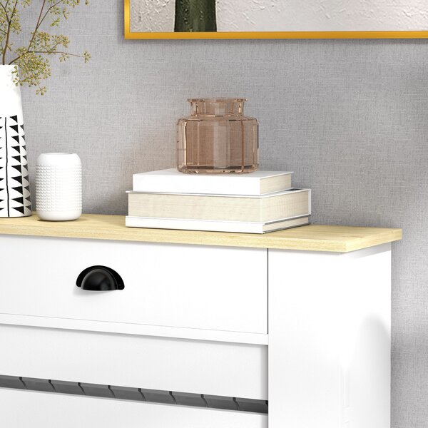 HOMCOM Copritermosifone in MDF con Cassetto 78x19x95,5 cm Bianco | Aosom Italy
