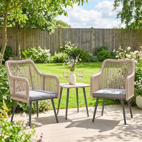 Outsunny Set di 2 Sedie da Giardino in Rattan con Cuscini Braccioli e Telaio in Acciaio per Terrazza 54x65x80 cm Grigio | Aosom Italy