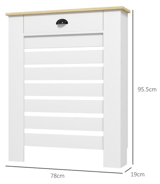 HOMCOM Copritermosifone in MDF con Cassetto 78x19x95,5 cm Bianco | Aosom Italy