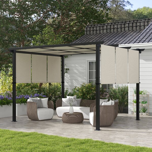 Outsunny Tenda parasole. Pergola, resistente alle intemperie, incluso materiale di fissaggio, 3 x 3,5 m, Beige | Aosom Italy