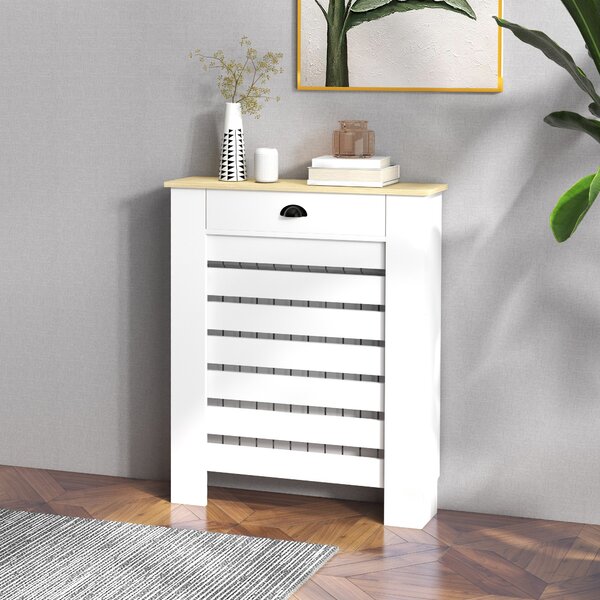 HOMCOM Copritermosifone in MDF con Cassetto 78x19x95,5 cm Bianco | Aosom Italy