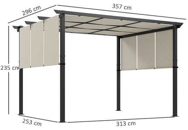 Outsunny Tenda parasole. Pergola, resistente alle intemperie, incluso materiale di fissaggio, 3 x 3,5 m, Beige | Aosom Italy