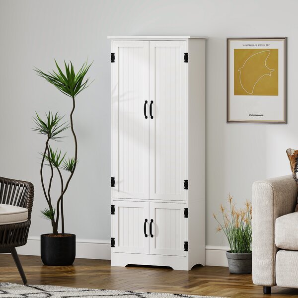 HOMCOM Buffet da cucina armadio contemporaneo multi-scomparti 2 armadi 3 ripiani MDF pannelli truciolari bianco | Aosom Italy