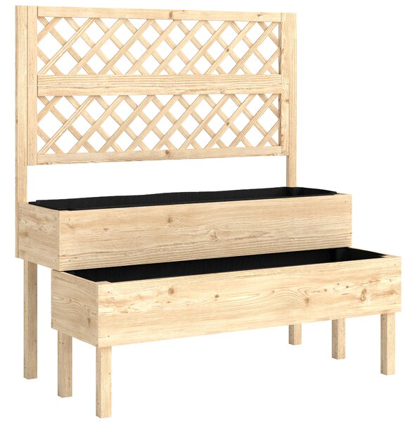 Outsunny Aiuola rialzata con traliccio 2 livelli cassone elevato con 2 scomparti, legno 108 x 62 x 120 cm | Aosom Italy