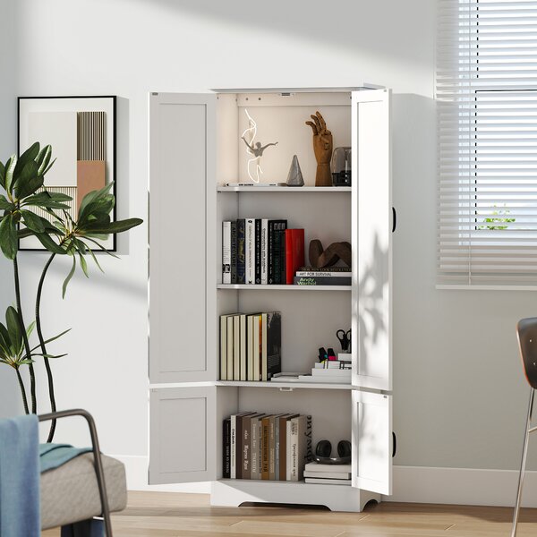 HOMCOM Buffet da cucina armadio contemporaneo multi-scomparti 2 armadi 3 ripiani MDF pannelli truciolari bianco | Aosom Italy