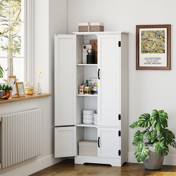 HOMCOM Buffet da cucina armadio contemporaneo multi-scomparti 2 armadi 3 ripiani MDF pannelli truciolari bianco | Aosom Italy