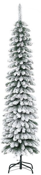 Albero di Natale Innevato Slim 180 cm con 395 Rami in Metallo e Plastica Verde