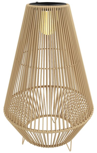Lampada Solare Impermeabile con Accensione Automatica, in Rattan e Acciaio, 35x35x55 cm, Giallo