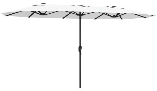 Outsunny Ombrellone Doppio a 12 Stecche con Manovella, in Metallo e Poliestere, 4.6x2.7 m, Bianco | Aosom Italy