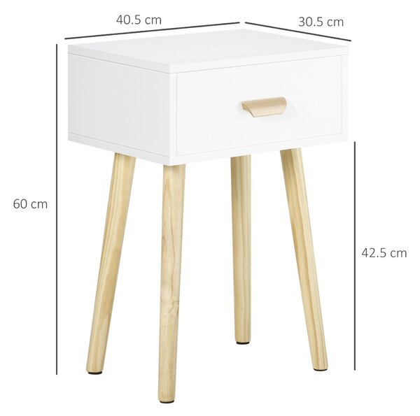 HOMCOM Set 2 Comodini per Camera da Letto con Cassetto, in Legno, 40.5x30.5x60 cm, Color Rovere e Bianco | Aosom Italy