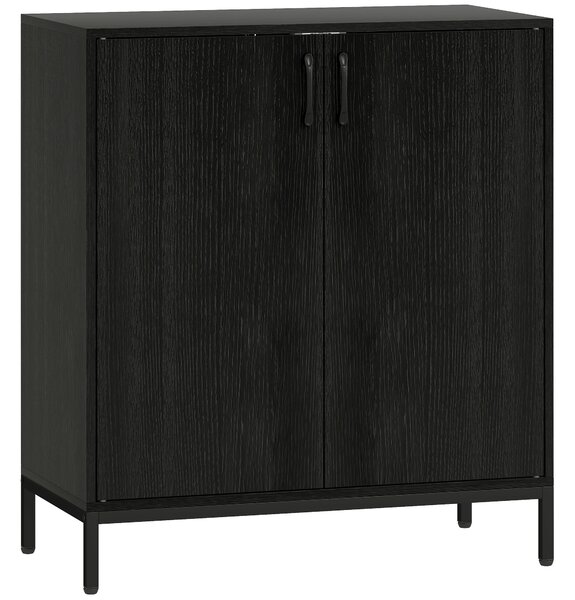 HOMCOM Credenza Moderna con 2 Porte, Ripiano Regolabile e Base Rialzata 80x40x90 cm Nero | Aosom Italy