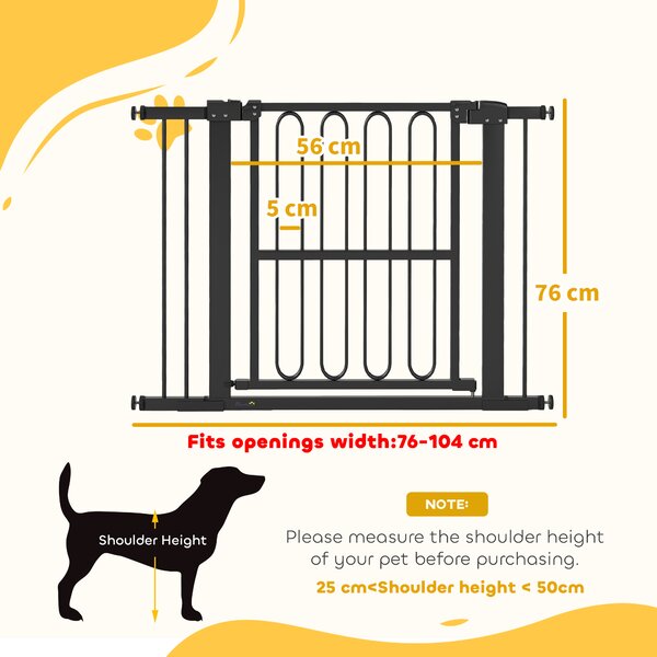 PawHut Cancelletto per Animali Domestici, 76-104 cm, Nero | Aosom Italy