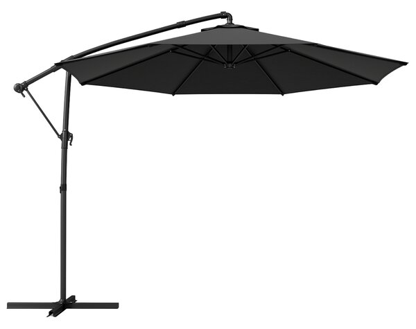 Outsunny Ombrellone da Giardino a Sbalzo Regolabile, 3x3m, Nero | Aosom Italy