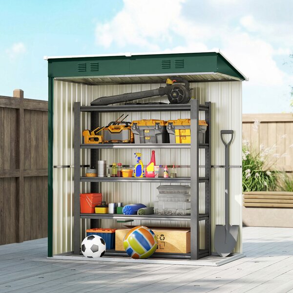 Outsunny Capanno da Giardino Esterno 1,37 m² 163x90x179 cm con Porta con Chiusura e Feritoie di Ventilazione Verde | Aosom Italy