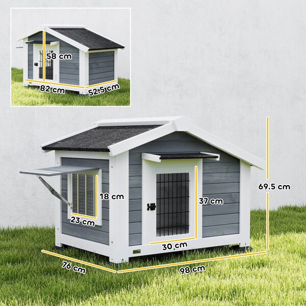 PawHut Cuccia per Cani Casetta per Cani da Esterno in Legno, 98x76x69.5cm | Aosom Italy