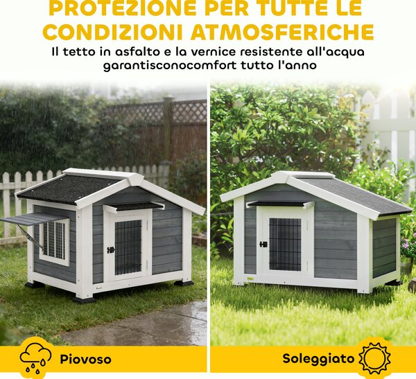 PawHut Cuccia per Cani Casetta per Cani da Esterno in Legno, 98x76x69.5cm | Aosom Italy