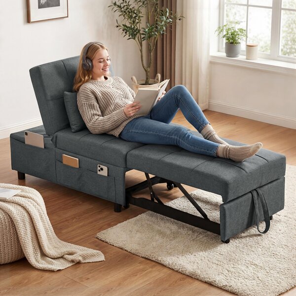 HOMCOM Poltrona Letto Singolo Poltroncina Reclinabile 4-in-1, Grigio | Aosom Italy