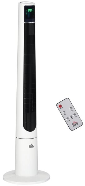 HOMCOM Ventilatore a Torre 50W a 3 Modalità e 3 Velocità con Timer da 12h, in ABS, Ø32x118.2 cm, Bianco|Aosom
