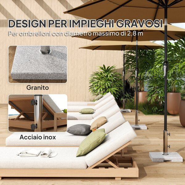 Outsunny Base per Ombrellone Quadrata in Granito da 21 kg con Maniglie e 2 Manopole Regolabili, Grigio | Aosom Italy