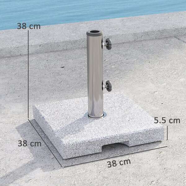 Outsunny Base per Ombrellone Quadrata in Granito da 21 kg con Maniglie e 2 Manopole Regolabili, Grigio | Aosom Italy