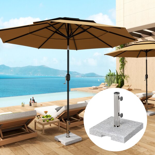 Outsunny Base per Ombrellone Quadrata in Granito da 21 kg con Maniglie e 2 Manopole Regolabili, Grigio | Aosom Italy