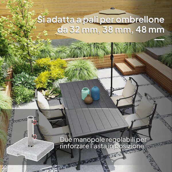 Outsunny Base per Ombrellone Quadrata in Granito da 21 kg con Maniglie e 2 Manopole Regolabili, Grigio | Aosom Italy