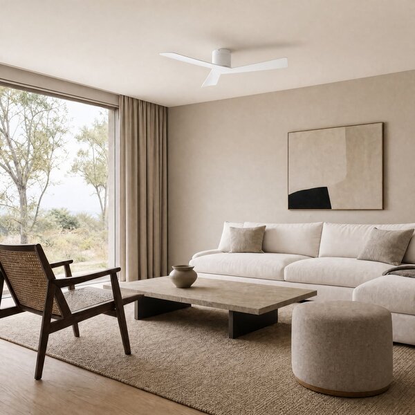 Ventilatore da soffitto Ventoro, bianco, metallo, Ø 132 cm - Lucande Lucande, Ventoro, Bianco, Soggiorno, Metallo, Moderno