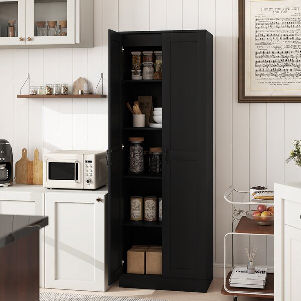 HOMCOM Armadio 2 ante mobile contenitore con 4 ripiani, stile contemporaneo, 60L x 36,5l x 175H nero | Aosom Italy