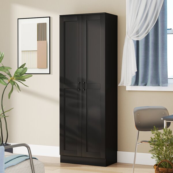HOMCOM Armadio 2 ante mobile contenitore con 4 ripiani, stile contemporaneo, 60L x 36,5l x 175H nero | Aosom Italy