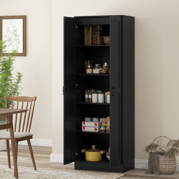 HOMCOM Armadio 2 ante mobile contenitore con 4 ripiani, stile contemporaneo, 60L x 36,5l x 175H nero | Aosom Italy