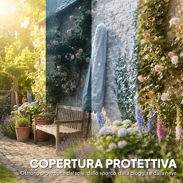 Outsunny Ombrellone da Giardino 3x3 m Inclinabile con Apertura a Manovella, in Metallo e Poliestere, Grigio | Aosom Italy